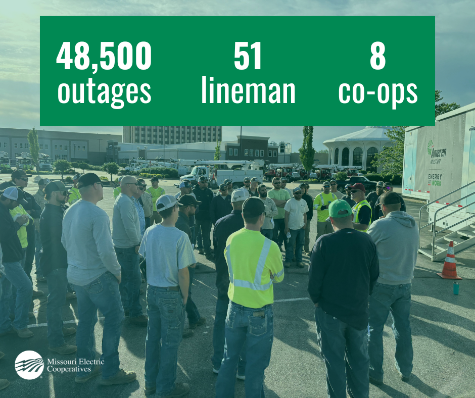 51 linemen from 8 co-ops assisted in restoring 48,500 outages caused by storms the weekend of May 18, 2025