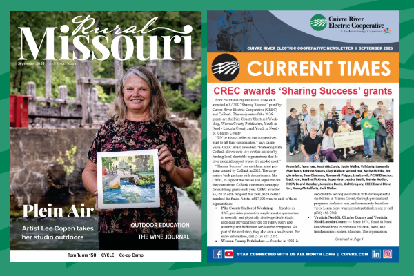 The front covers of September 2026 Current Times and Rural Missouri
